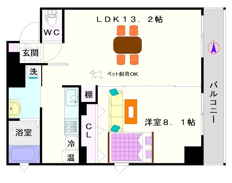 エルミタージュ難波南Ⅰ 間取り