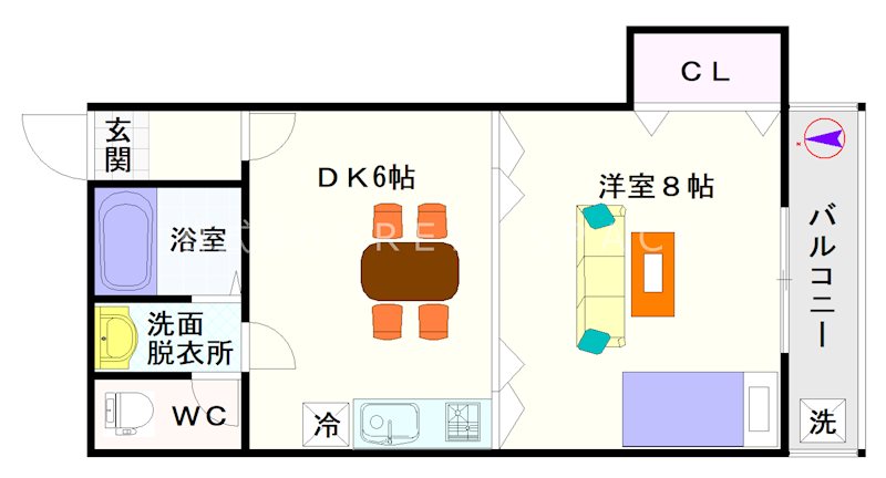 エイチ・ツー・オー大国町 間取り