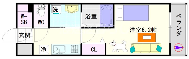 セオリー夕陽丘DOOR 間取り