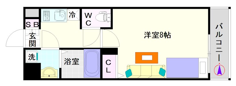 フレイランス　ＮＡＭＢＡ　ＰＬＡＣＥ 間取り