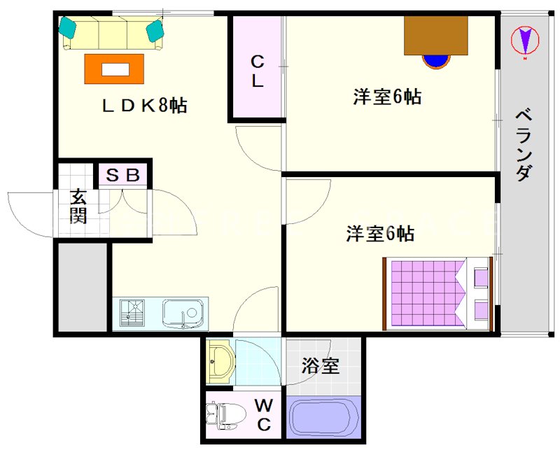 ヴィラウエスト難波 間取り