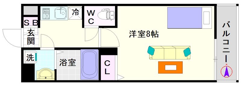 フレイランス　ＮＡＭＢＡ　ＰＬＡＣＥ 間取り