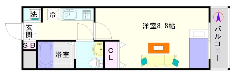 おおきに夕陽ケ丘サニーアパートメント 間取り