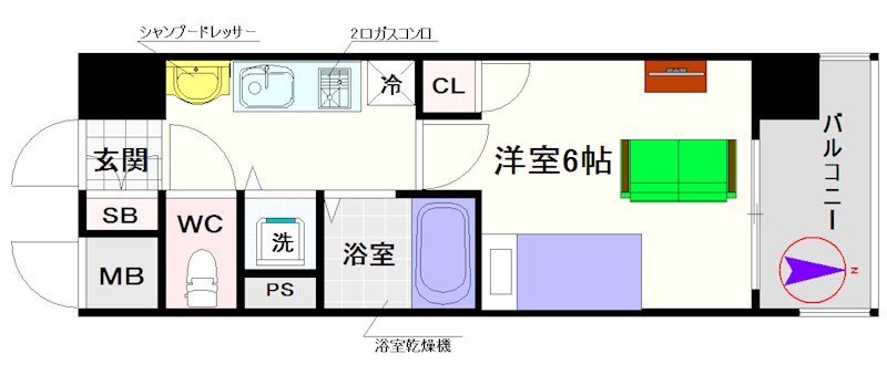 プレサンス難波元町 間取り